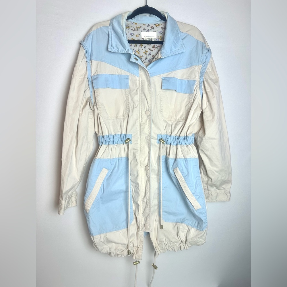 ✨ Anthropologie Midi Trench Jacket 90’s Style with Drawstrings Size Large
